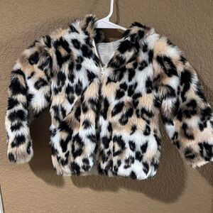 Leopard Print Faux Fur Kids Jacket